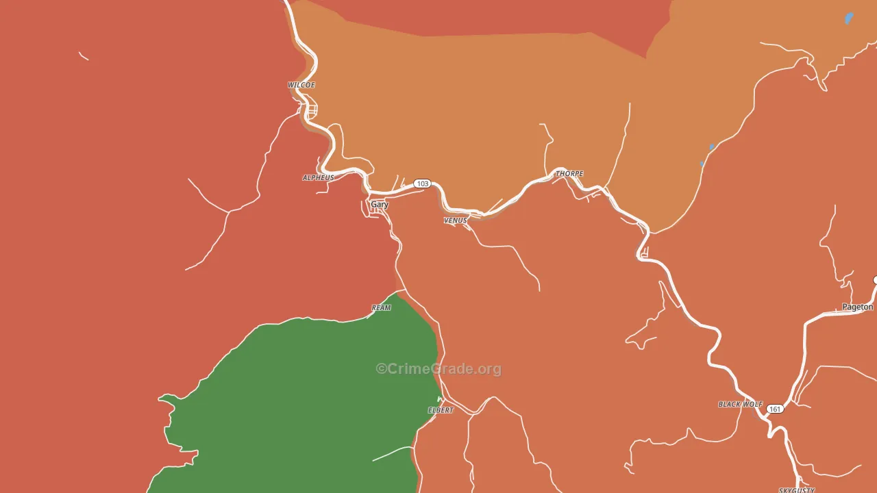 Gary, WV Map of Assault Rates