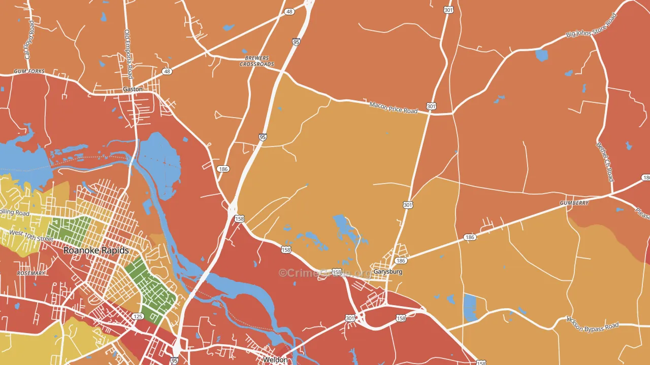 Garysburg, NC Map of Assault Rates