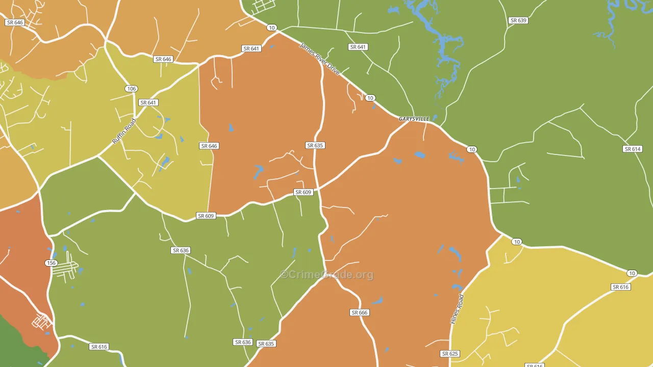 Garysville, VA Map of Assault Rates