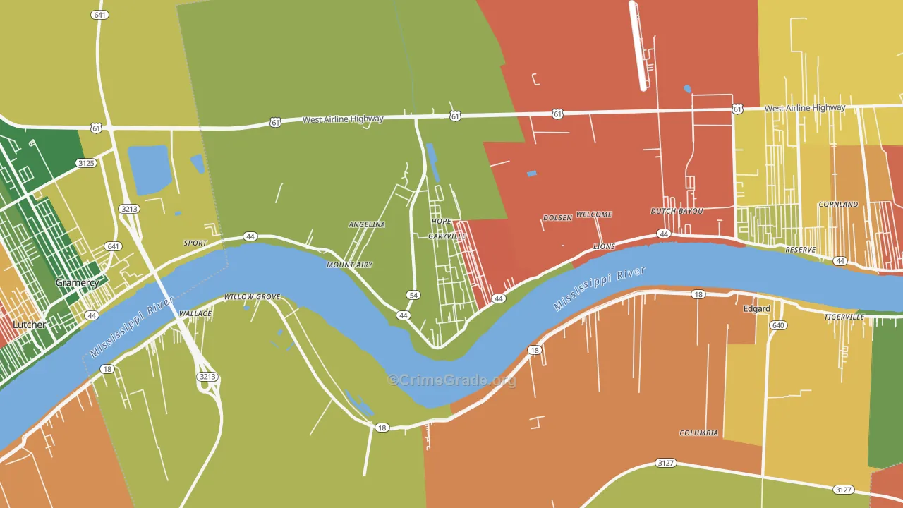 Garyville, LA Map of Assault Rates