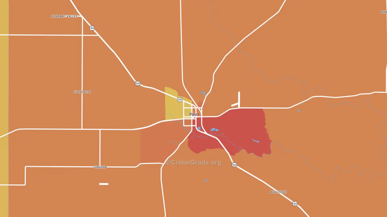 Garza County, TX Map of Assault Rates