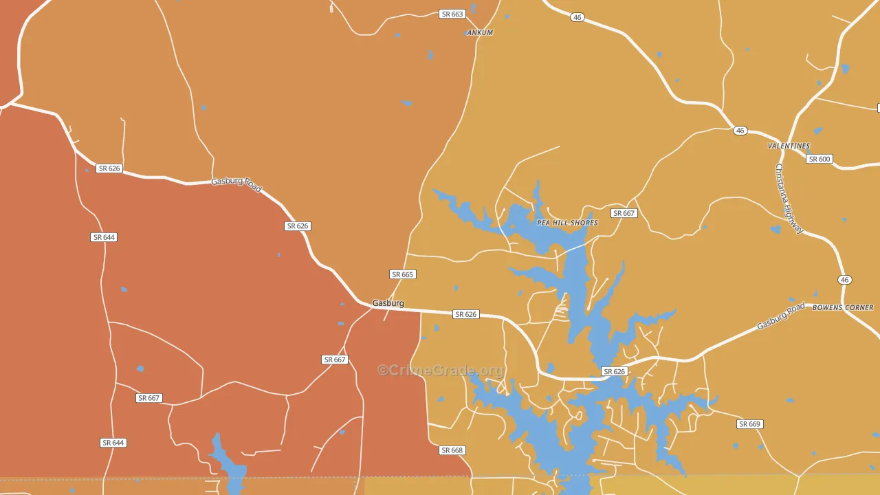 Gasburg, VA Map of Assault Rates