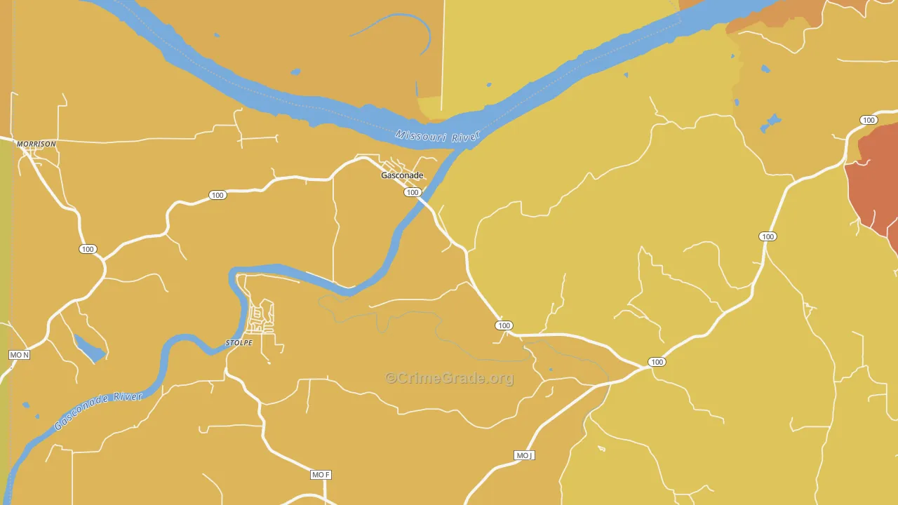 Gasconade, MO Map of Assault Rates