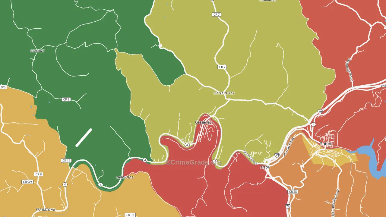 Gassaway, WV Map of Assault Rates