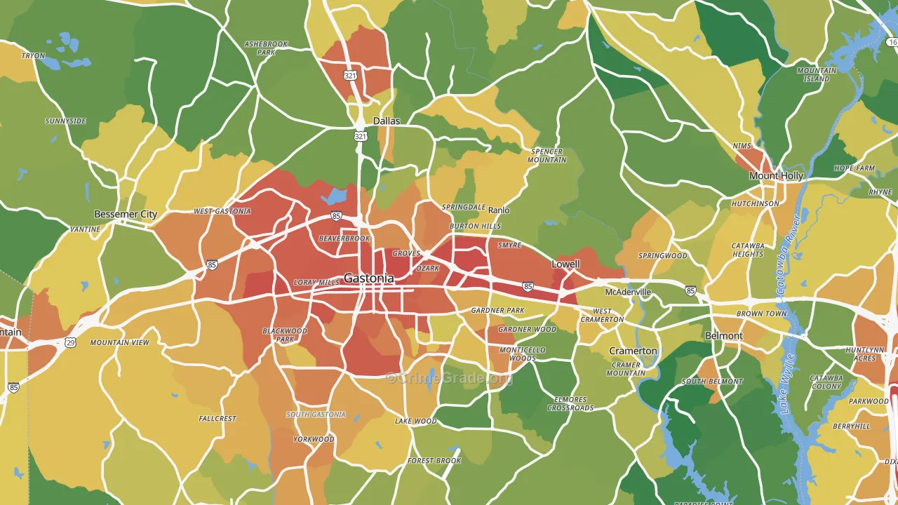 Gaston County, NC Map of Assault Rates