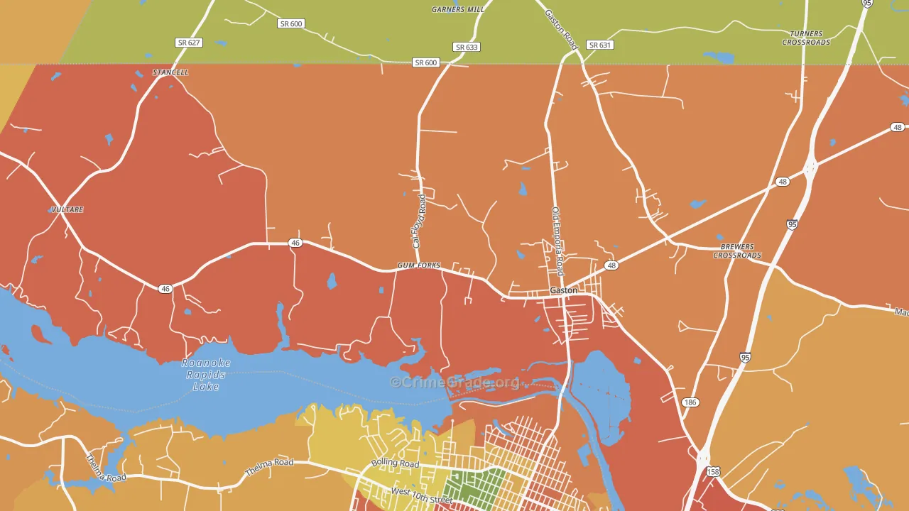 Gaston, NC Map of Assault Rates