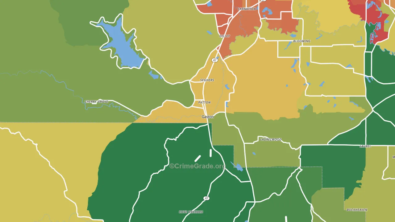 Gaston, OR Map of Assault Rates