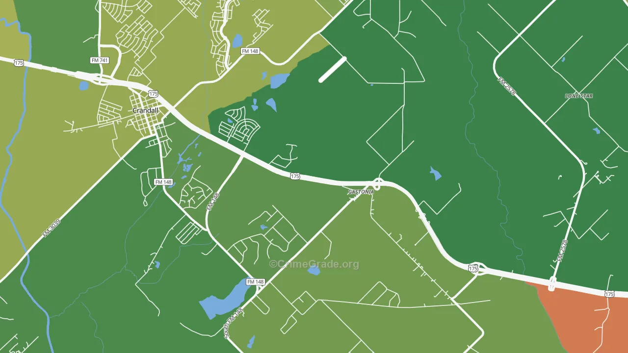 Gastonia, TX Map of Assault Rates