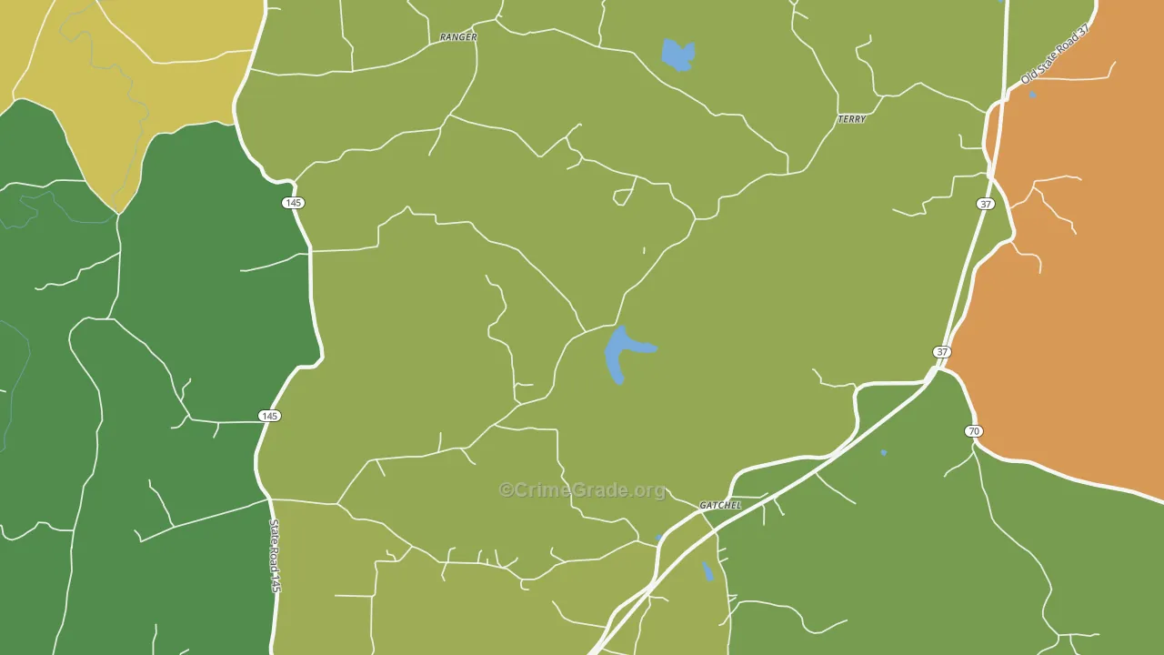 Gatchel, IN Map of Assault Rates