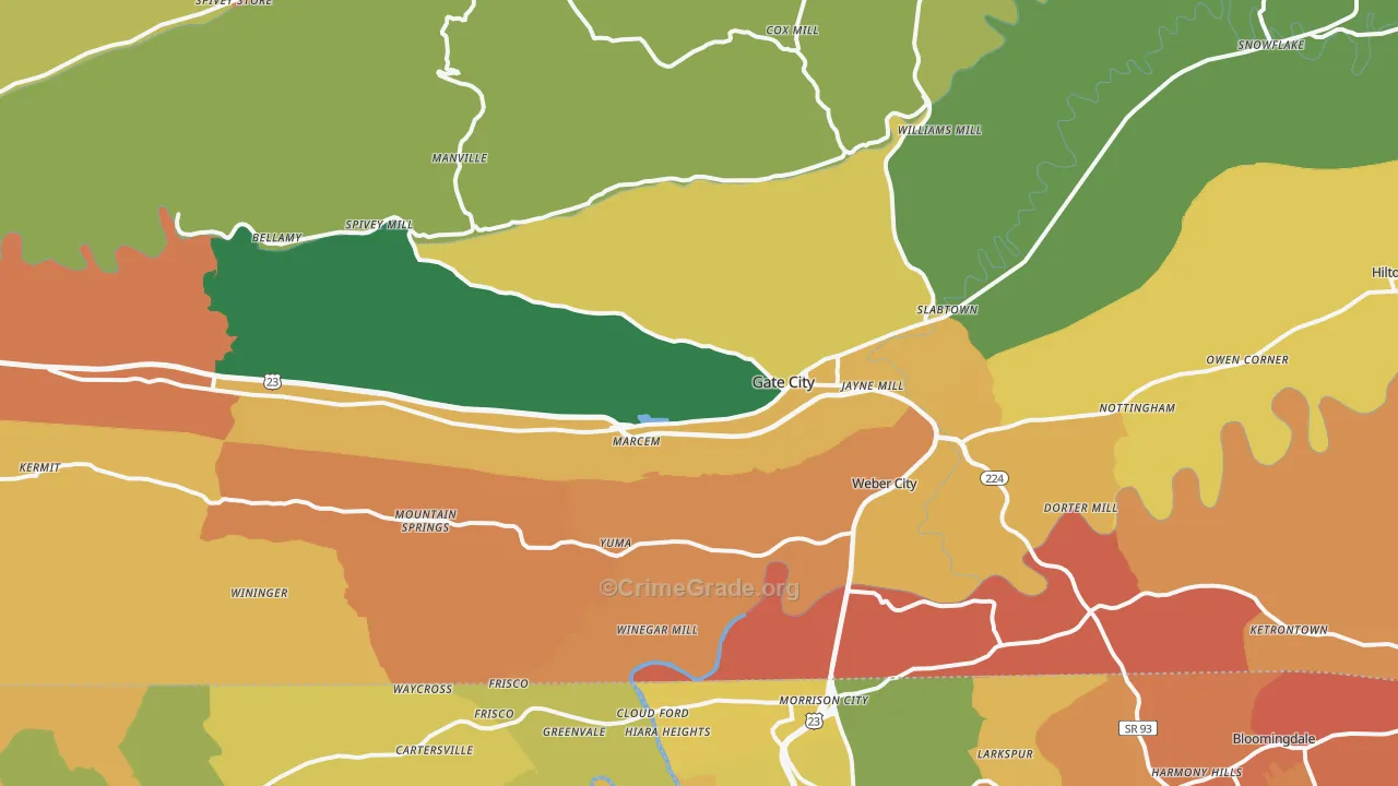 Gate City, VA Map of Assault Rates
