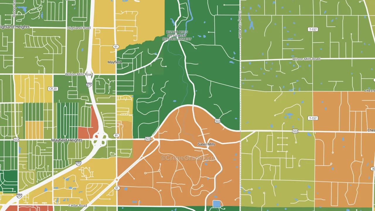 Gates Mills, OH Map of Assault Rates
