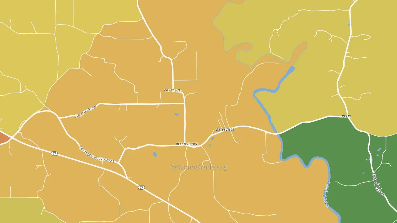 Gatesville, MS Map of Assault Rates
