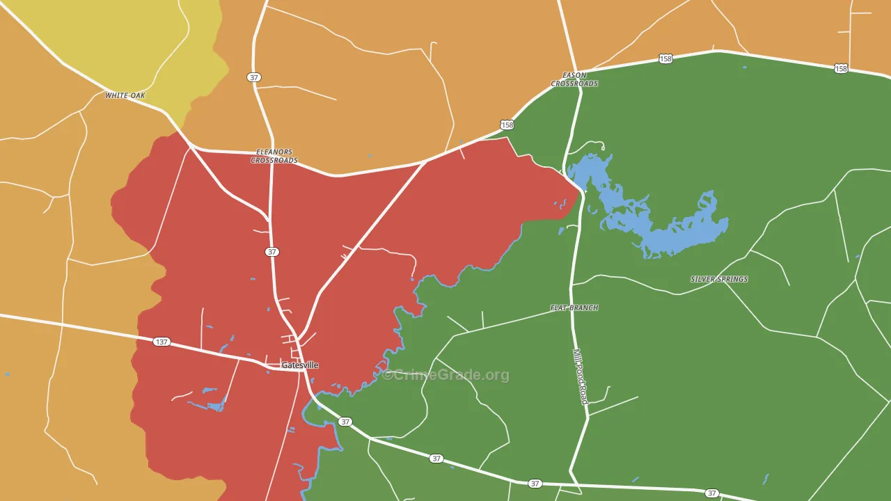 Gatesville, NC Map of Assault Rates