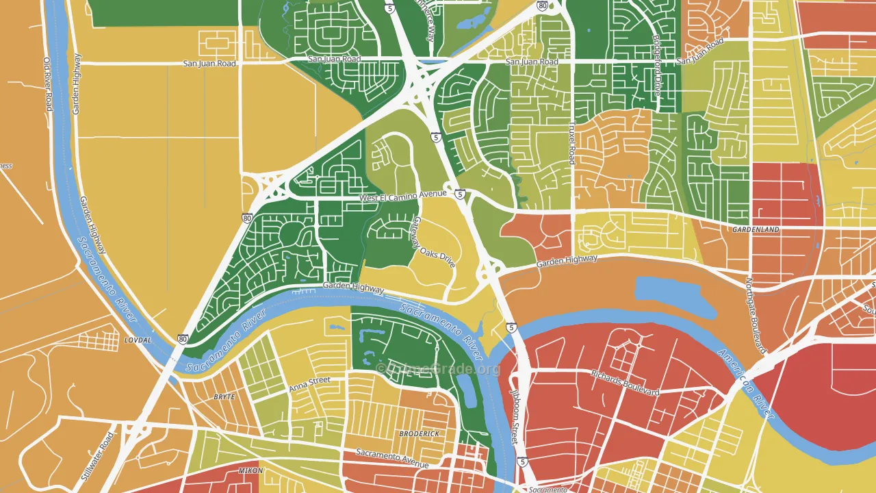 Gateway Center, Sacramento, CA Map of Assault Rates