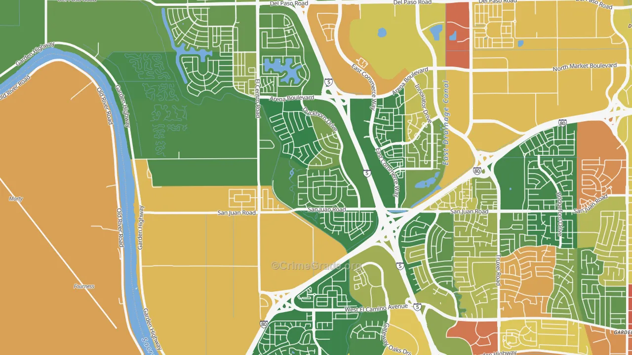 Gateway West, Sacramento, CA Map of Assault Rates