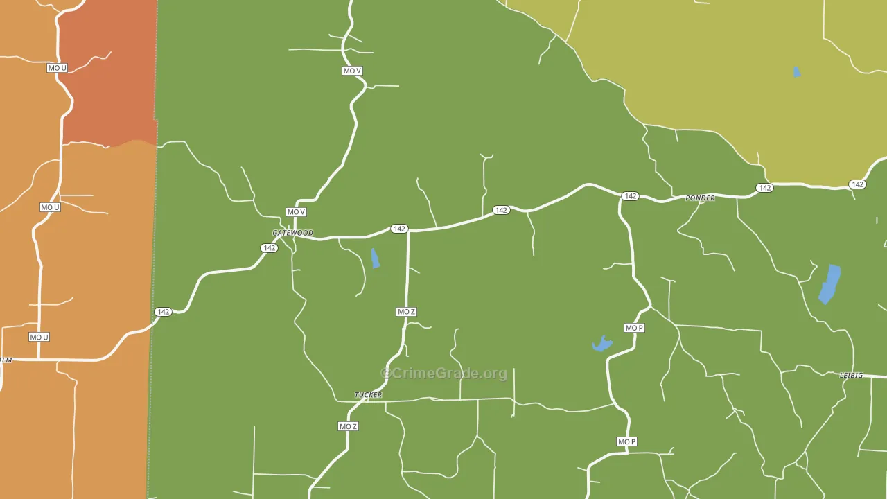 Gatewood, MO Map of Assault Rates