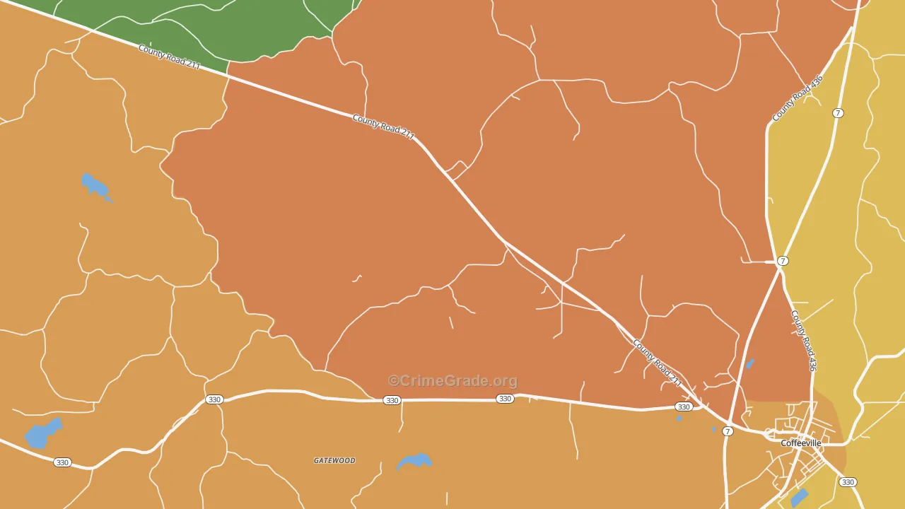 Gatewood, MS Map of Assault Rates
