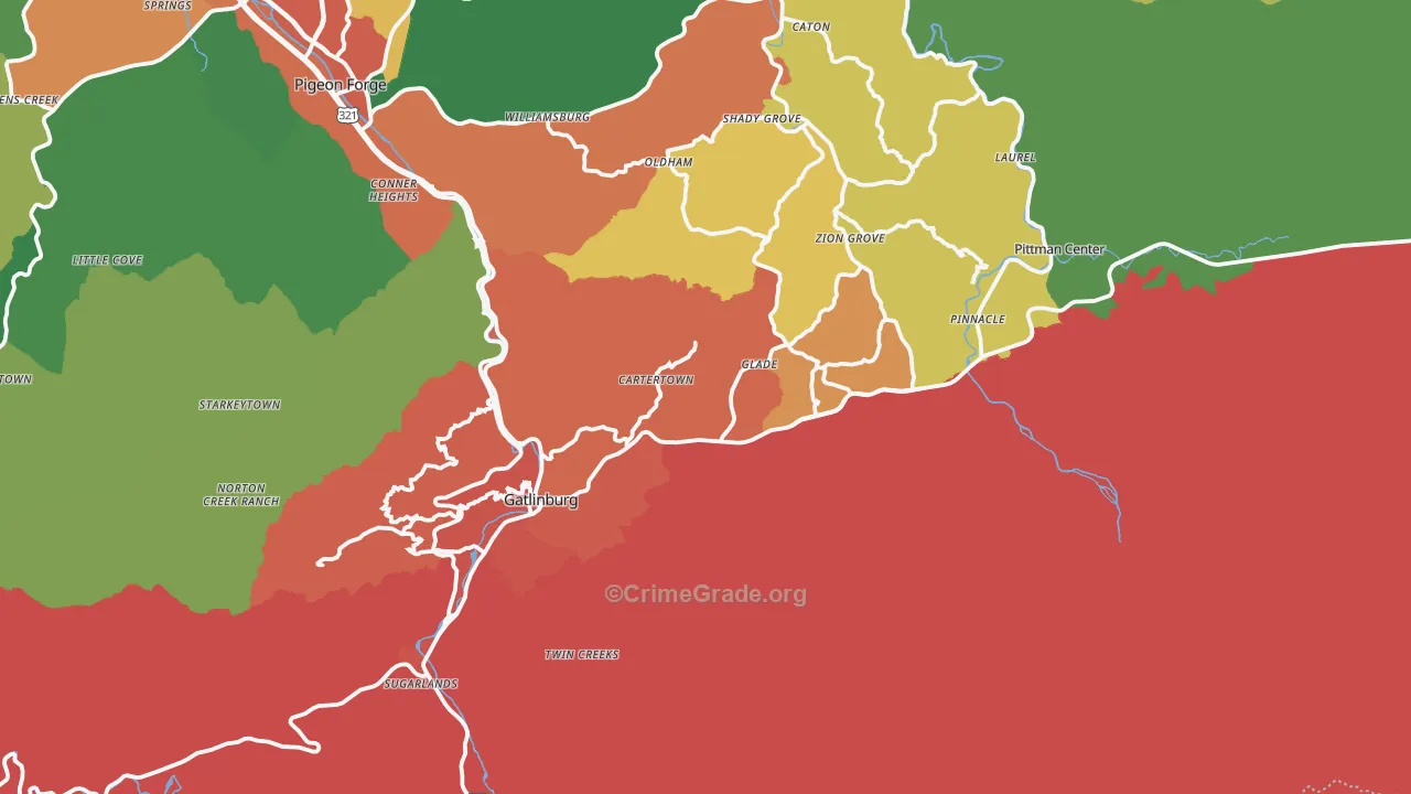 Gatlinburg, TN Map of Assault Rates