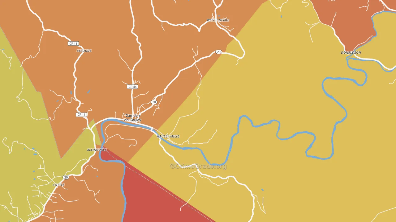 Gauley Mills, WV Map of Assault Rates