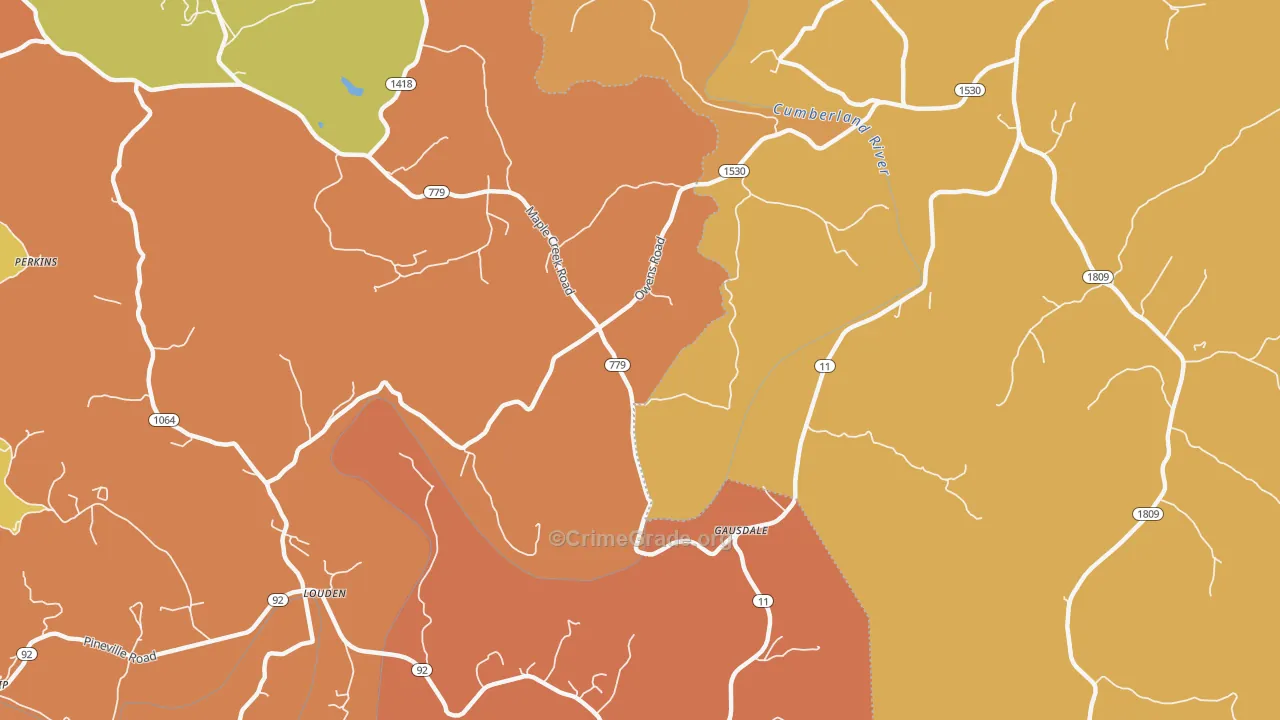 Gausdale, KY Map of Assault Rates