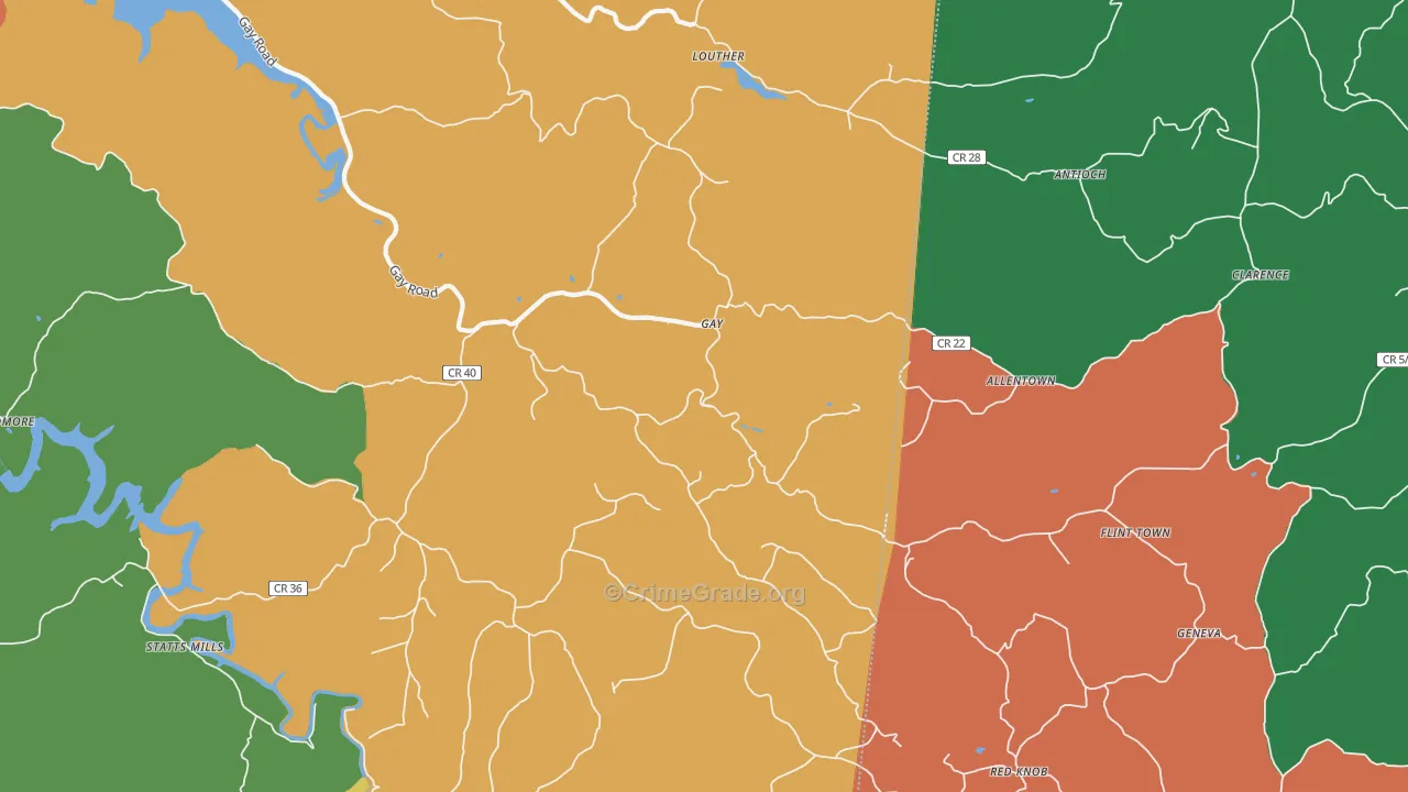 Gay, WV Map of Assault Rates
