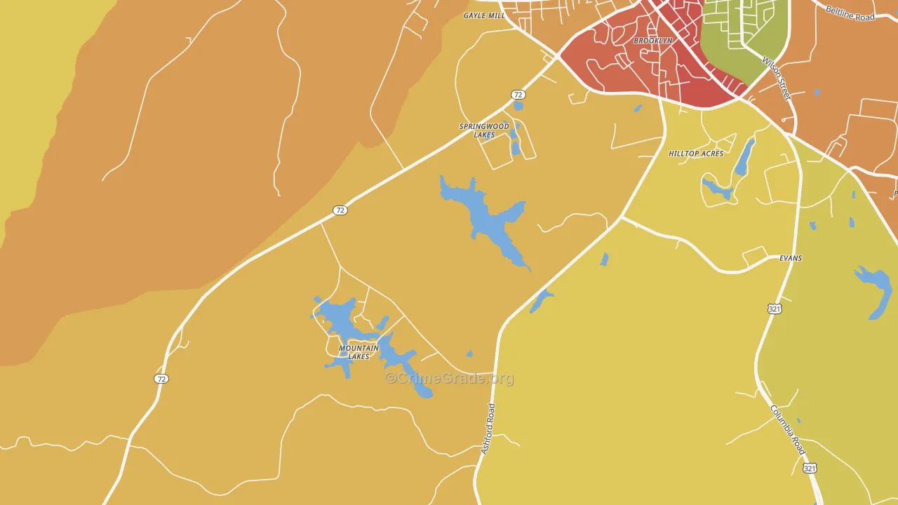 Gayle Mill, SC Map of Assault Rates