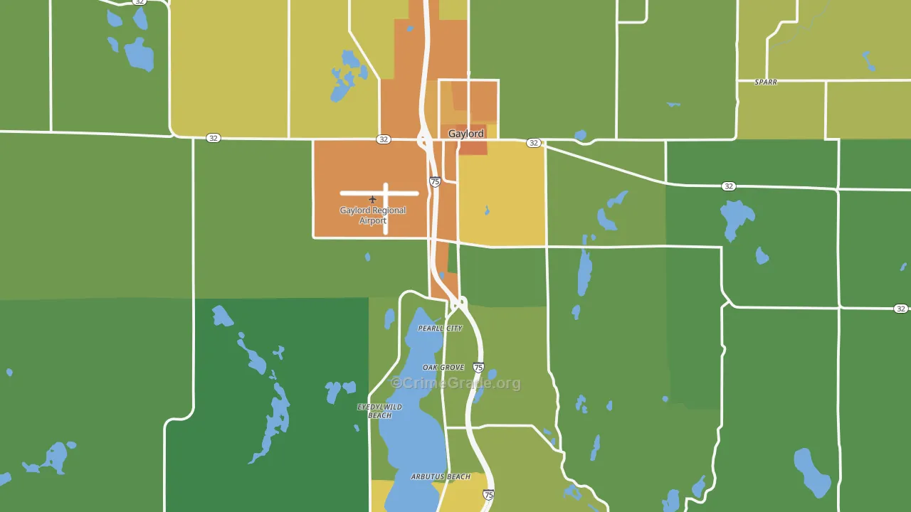 Gaylord, MI Map of Assault Rates