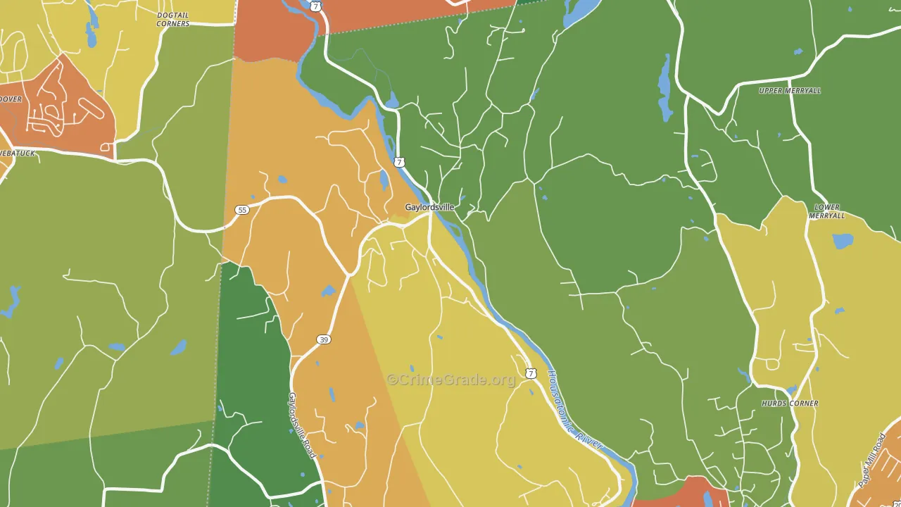 Gaylordsville, CT Map of Assault Rates