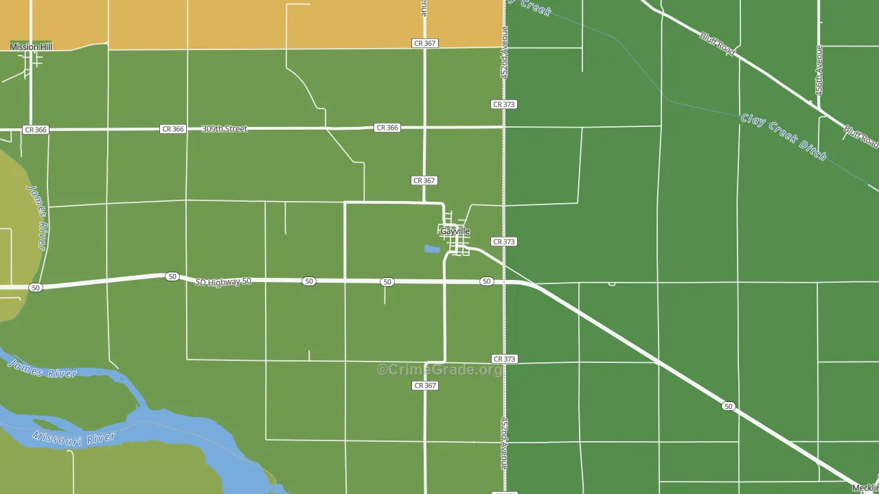 Gayville, SD Map of Assault Rates