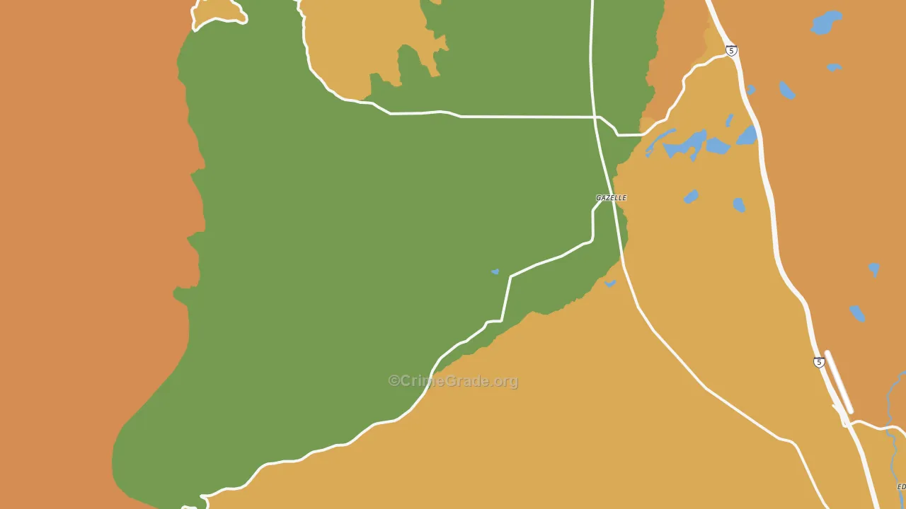 Gazelle, CA Map of Assault Rates
