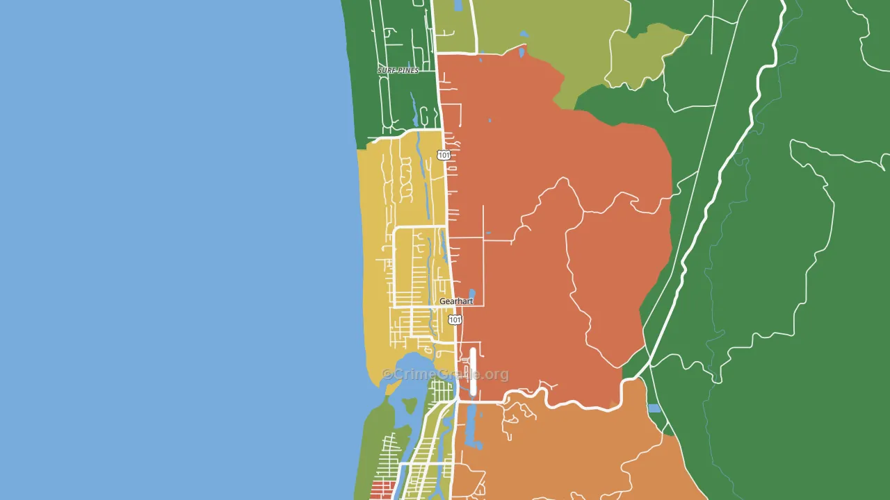 Gearhart, OR Map of Assault Rates