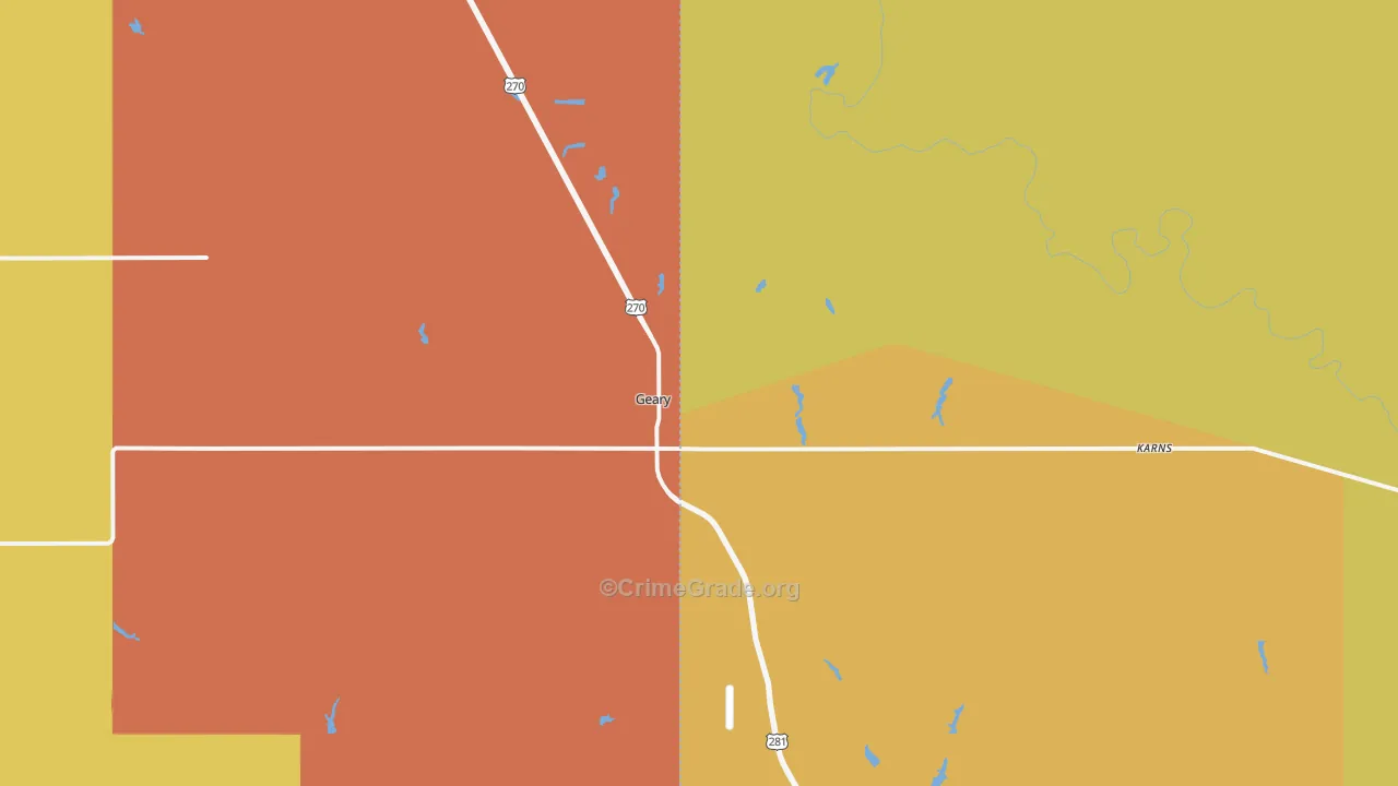 Geary, OK Map of Assault Rates