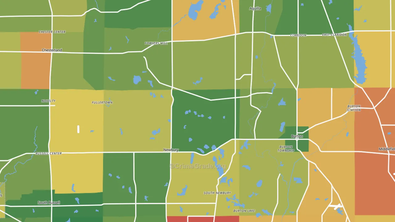 Geauga County, OH Map of Assault Rates