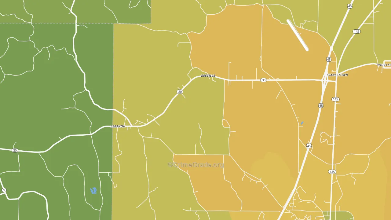 Geeville, MS Map of Assault Rates
