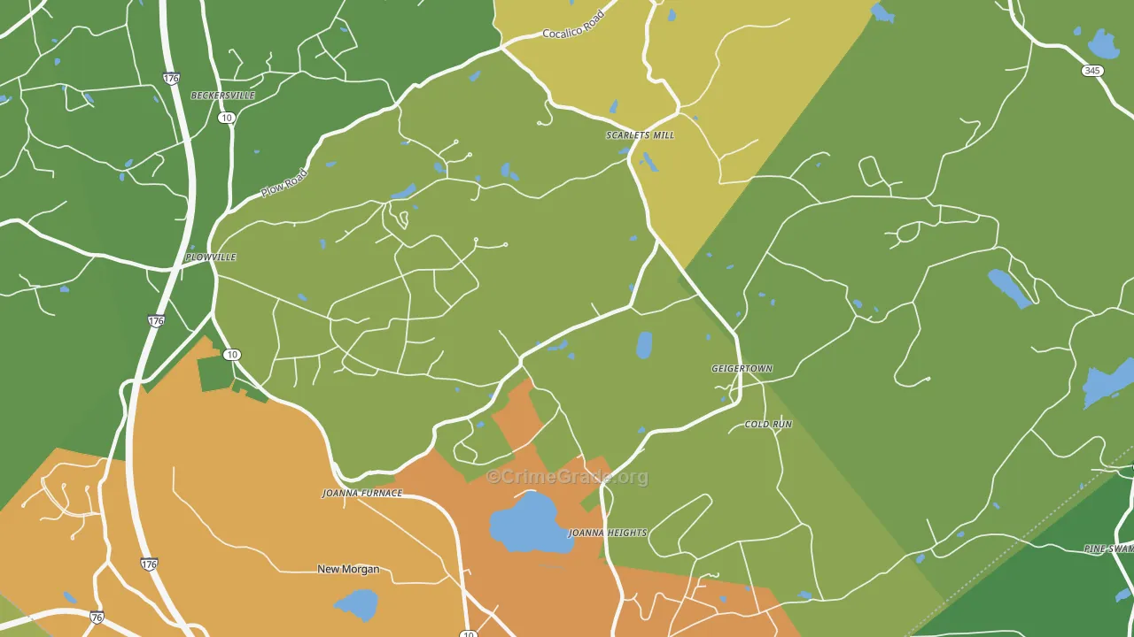 Geigertown, PA Map of Assault Rates