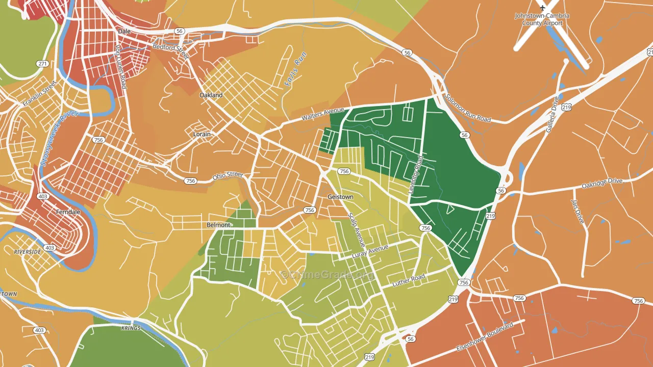 Geistown, PA Map of Assault Rates