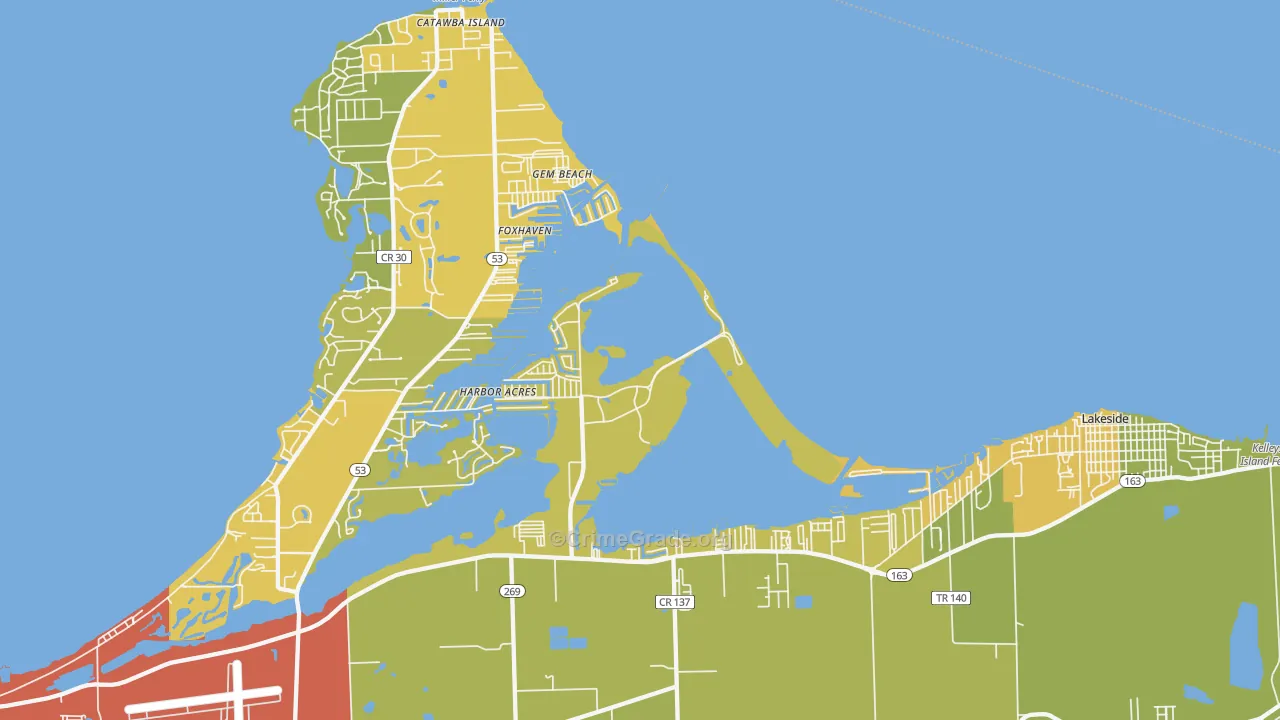 Gem Beach, OH Map of Assault Rates