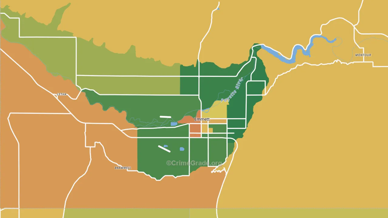 Gem County, ID Map of Assault Rates