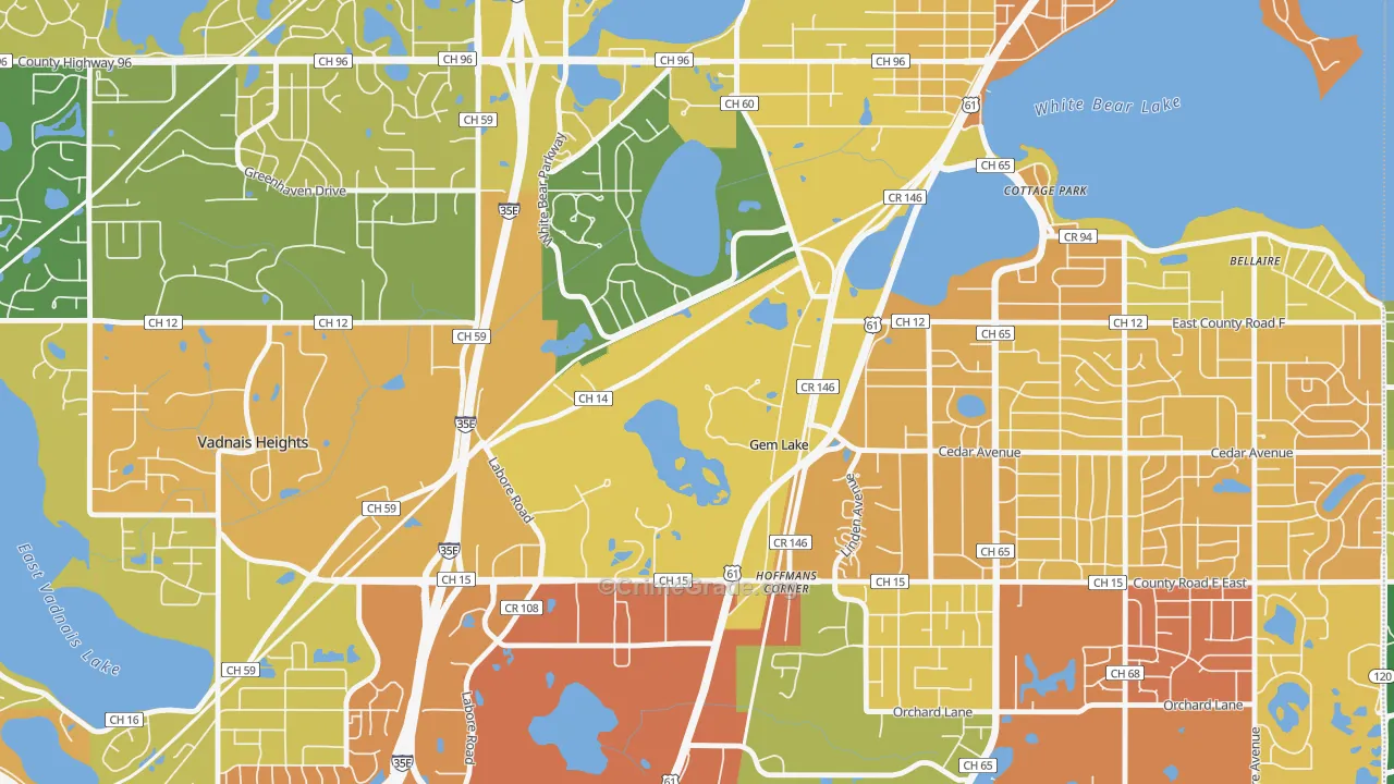 Gem Lake, MN Map of Assault Rates