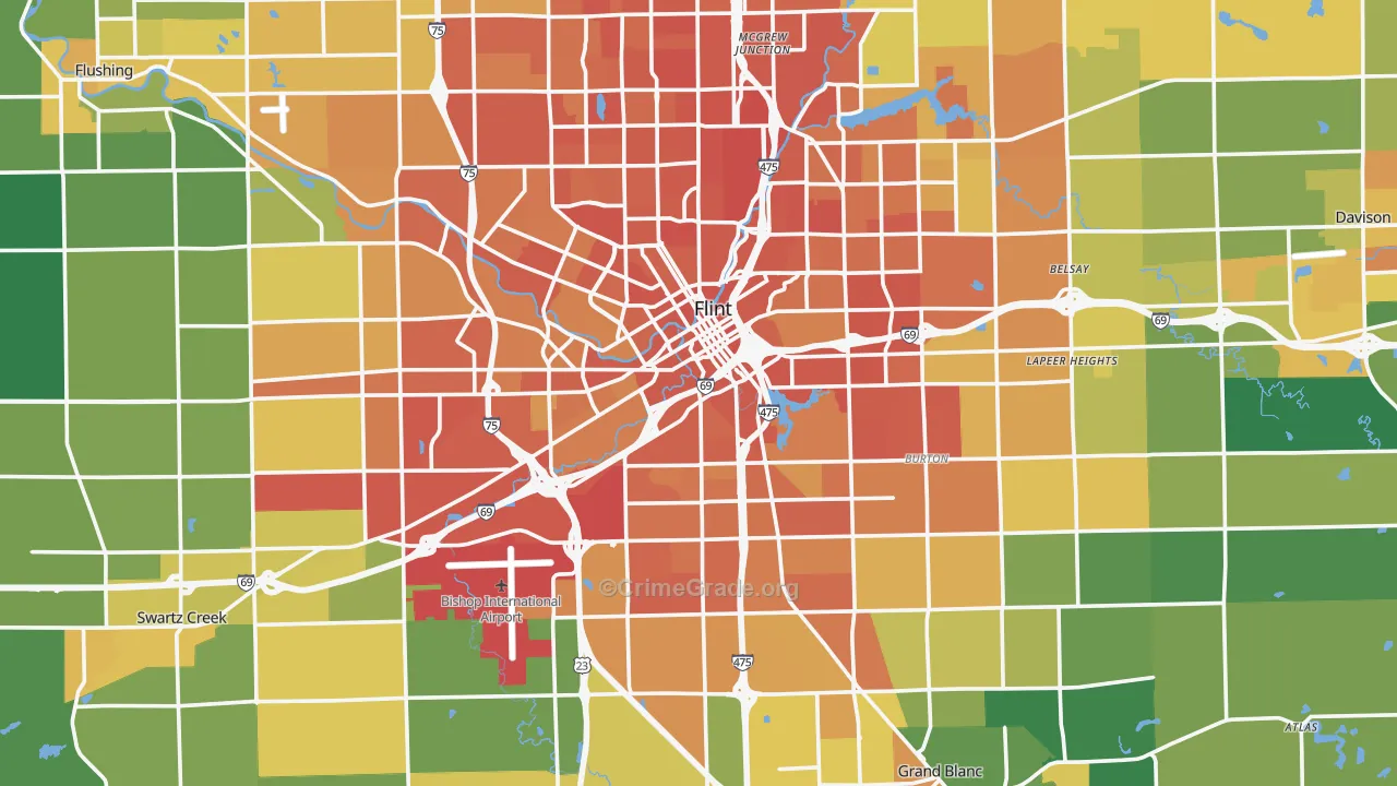 Genesee County, MI Map of Assault Rates