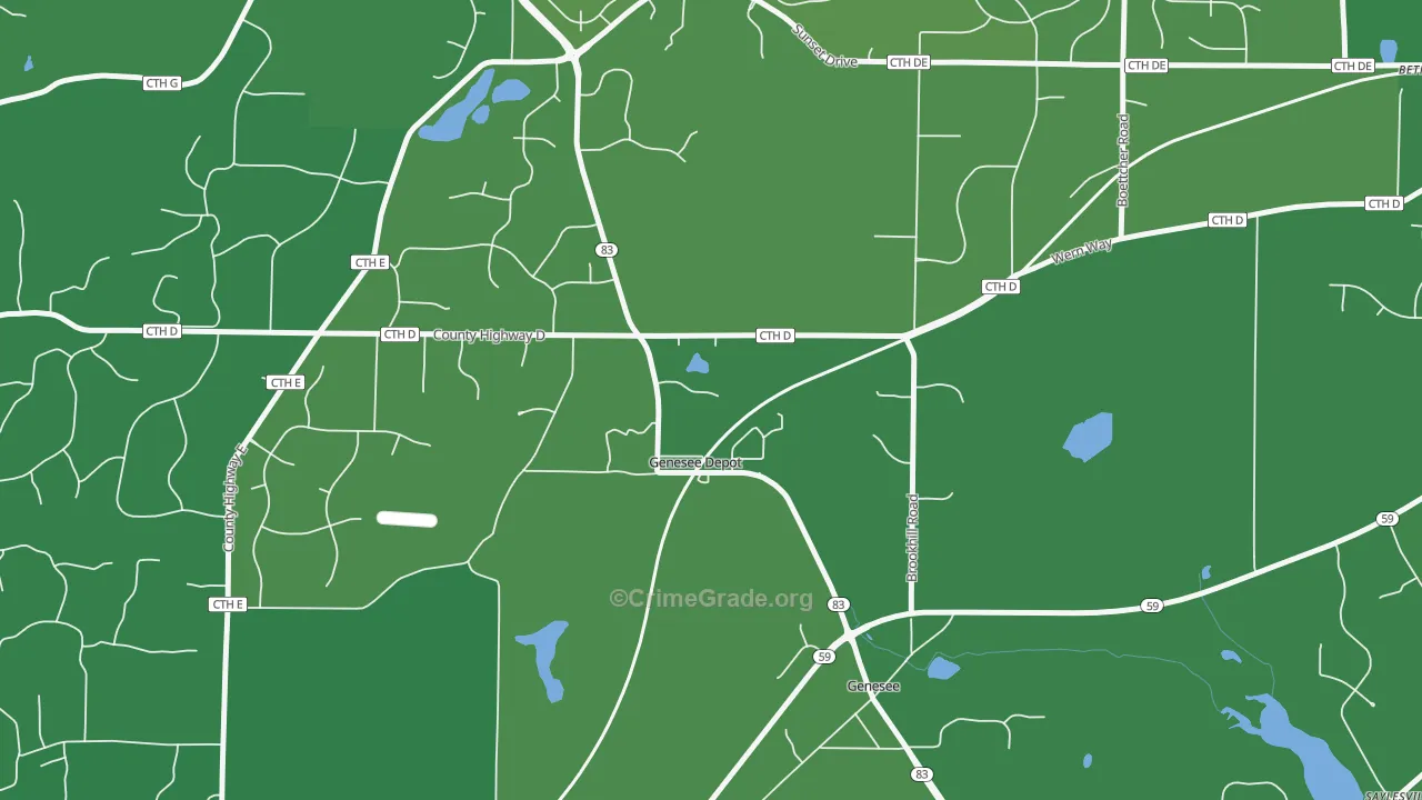 Genesee Depot, WI Map of Assault Rates