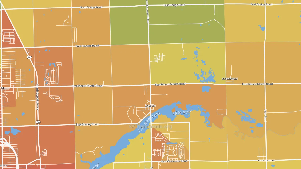 Genesee, MI Map of Assault Rates
