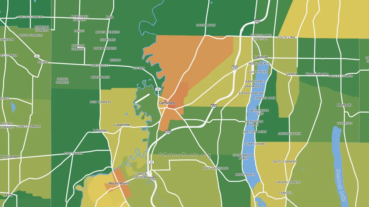 Geneseo, NY Map of Assault Rates