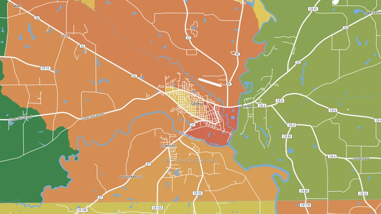 Geneva, AL Map of Assault Rates
