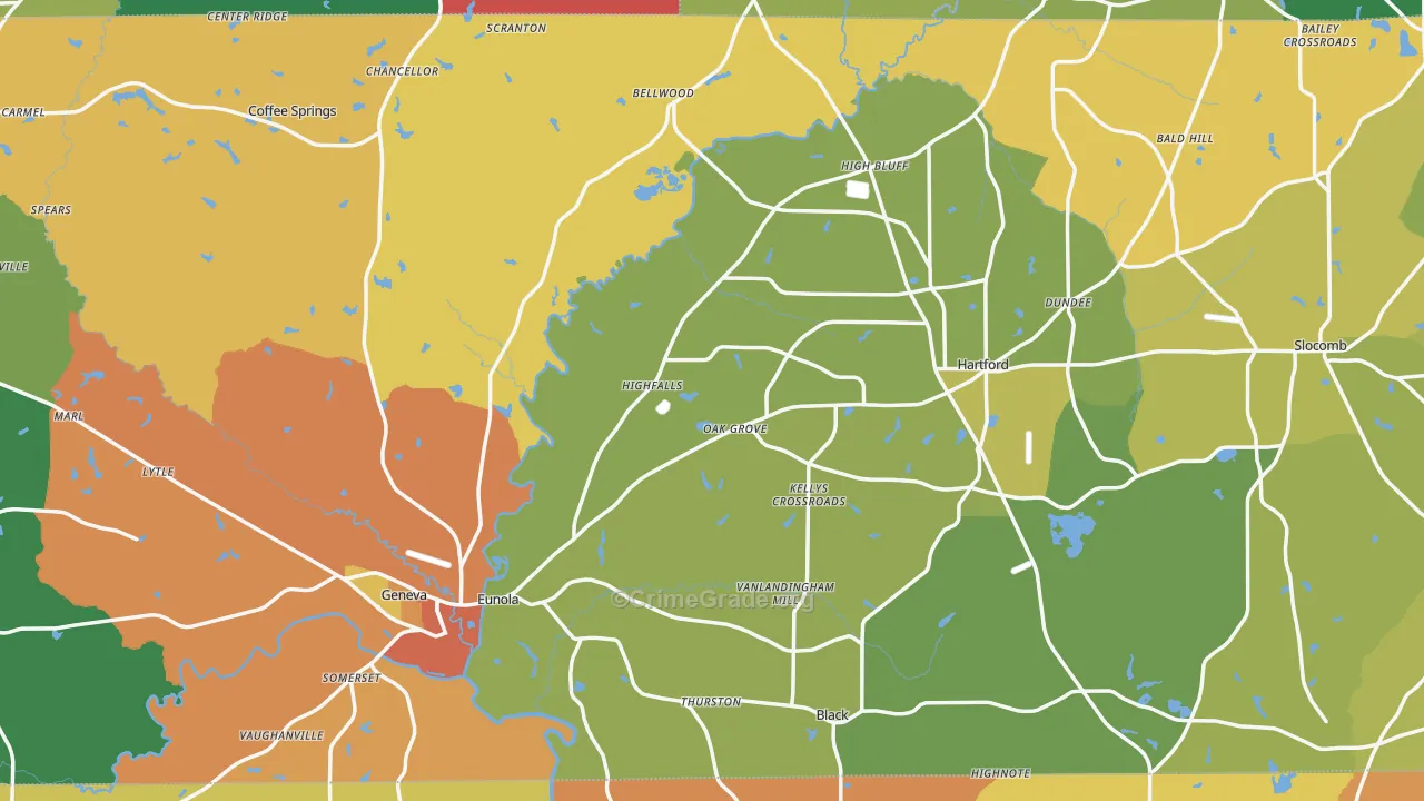 Geneva County, AL Map of Assault Rates