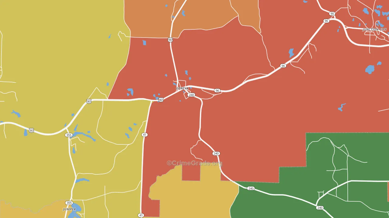 Geneva, GA Map of Assault Rates