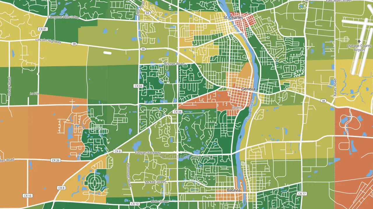 Geneva, IL Map of Assault Rates