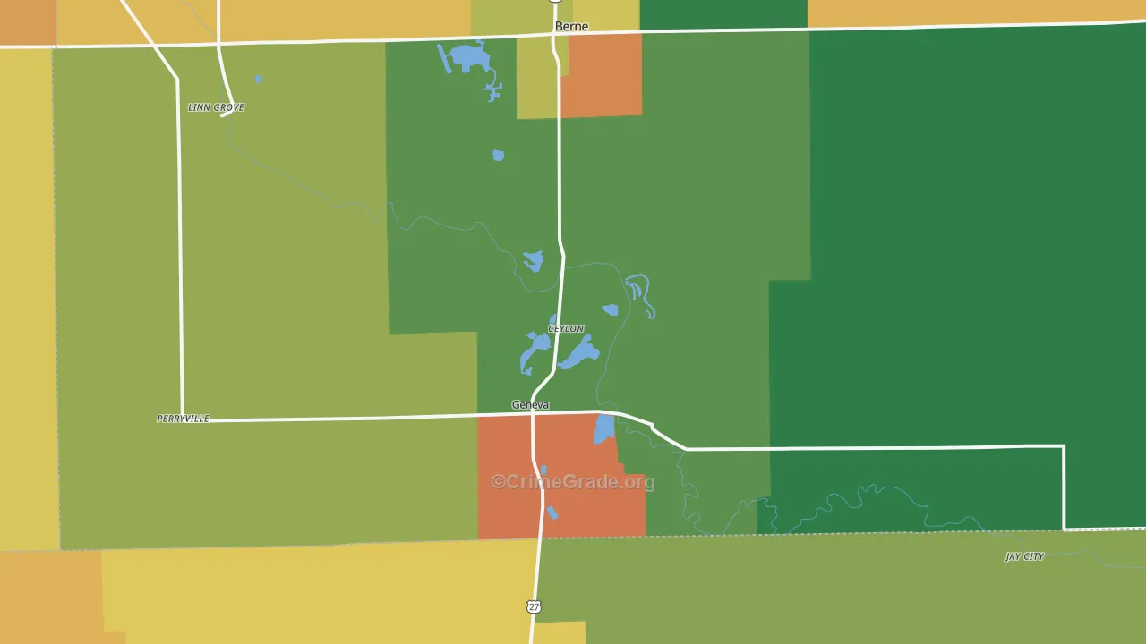 Geneva, IN Map of Assault Rates