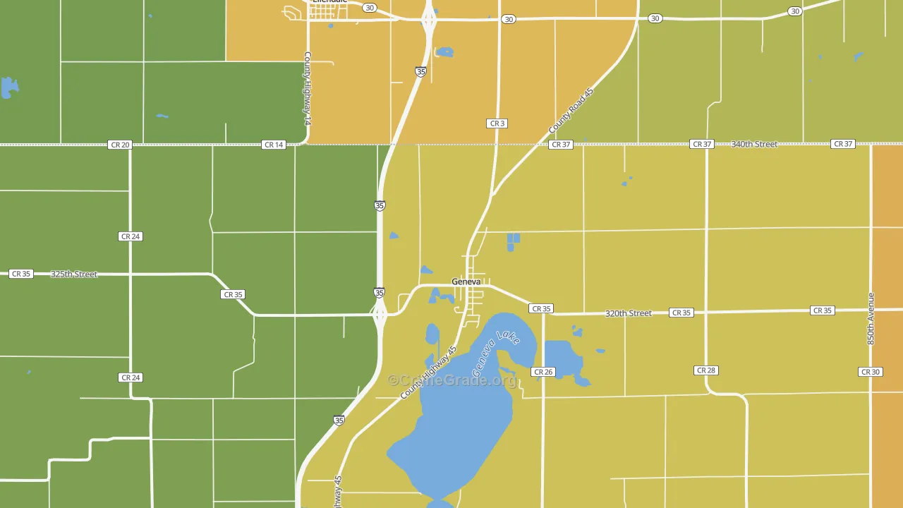 Geneva, MN Map of Assault Rates