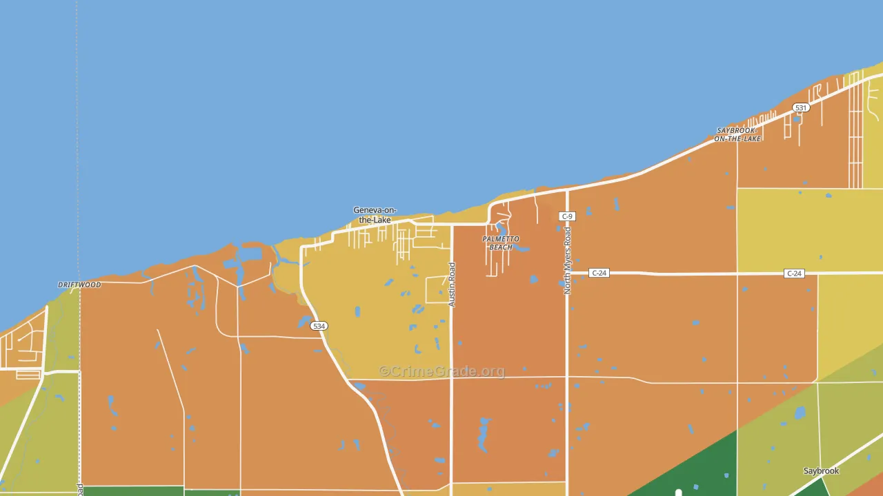Geneva-on-the-Lake, OH Map of Assault Rates